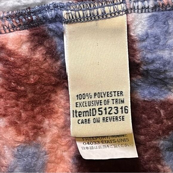 L.L. Bean Camouflage Fleece Pullover Pink Blue Maroon Size Small - Picture 5 of 7